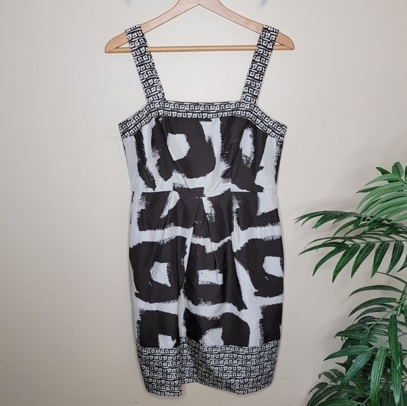 Banana Republic | Chocolate Brown & Ivory Print Silk Dress Size 8 - Picture 1 of 5